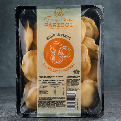 Pasta huevo y trigo candeal (sorrentinos de calabaza) x 500grs